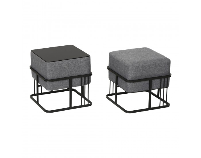 Многофункционална табуретка Tas комплект от 2 квадратни тъмносив []