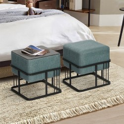 Мултифункционална табуретка Tas комплект от 2 квадратни зелени [] - Табуретки