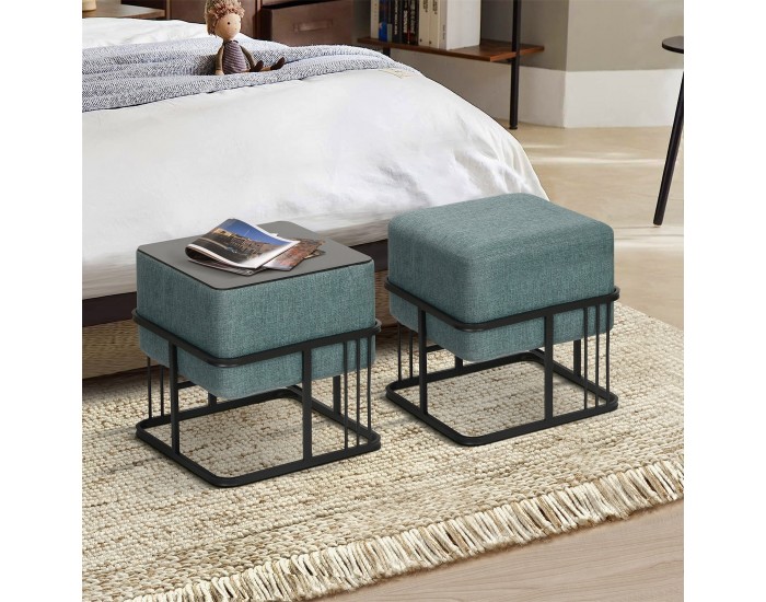 Мултифункционална табуретка Tas комплект от 2 квадратни зелени []