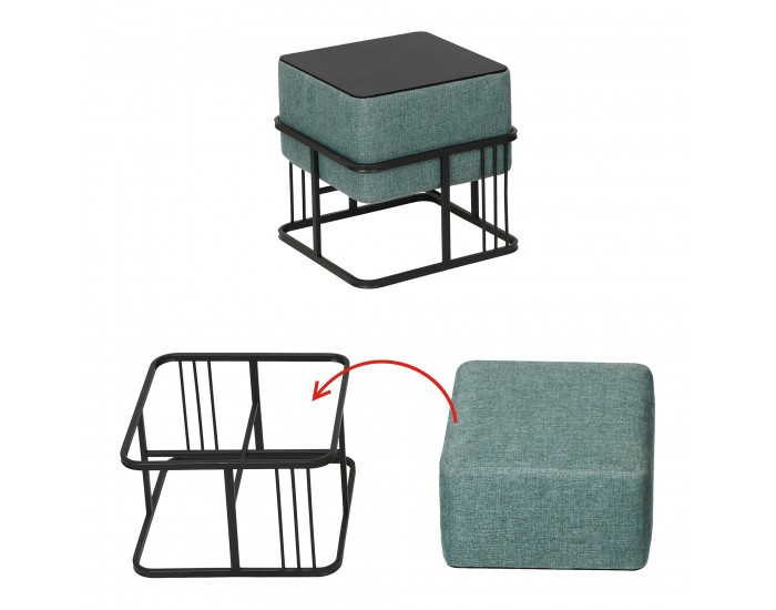 Мултифункционална табуретка Tas комплект от 2 квадратни зелени []