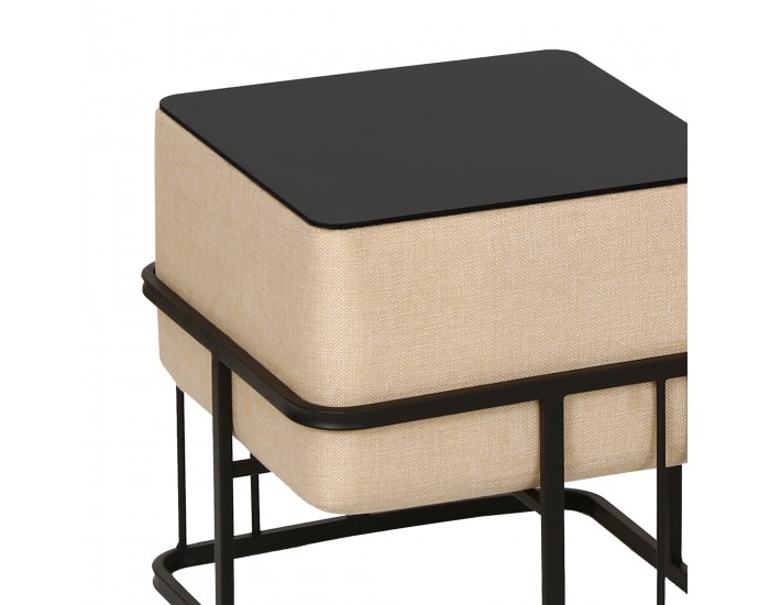Мултифункционална табуретка Tas комплект от 2 квадратни бежови []