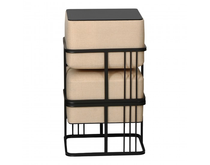 Мултифункционална табуретка Tas комплект от 2 квадратни бежови []