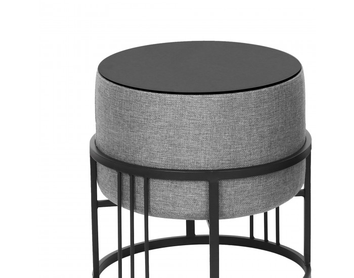 Мултифункционална табуретка Tas комплект от 2 кръгли светлосиви []