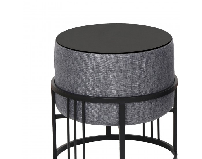 Мултифункционална табуретка Tas комплект от 2 кръгли тъмносиви []