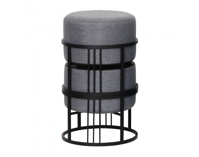 Мултифункционална табуретка Tas комплект от 2 кръгли тъмносиви []