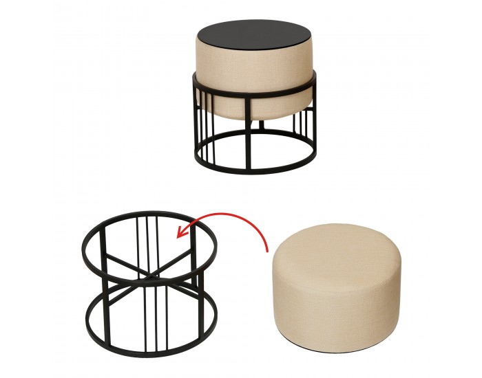 Мултифункционална табуретка Tas комплект от 2 кръгли бежови []