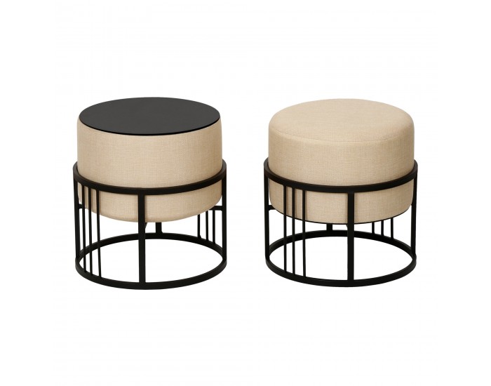 Мултифункционална табуретка Tas комплект от 2 кръгли бежови []
