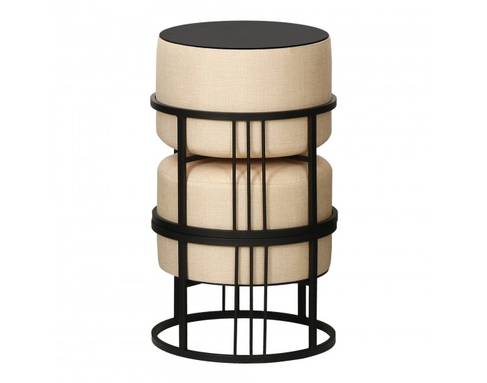 Мултифункционална табуретка Tas комплект от 2 кръгли бежови []