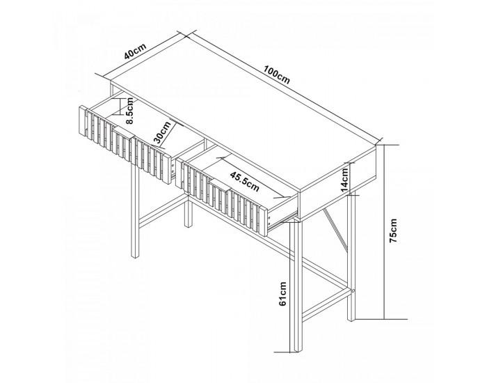 Конзолна маса Luniehti 100x40x75 см Черен/Естествен []