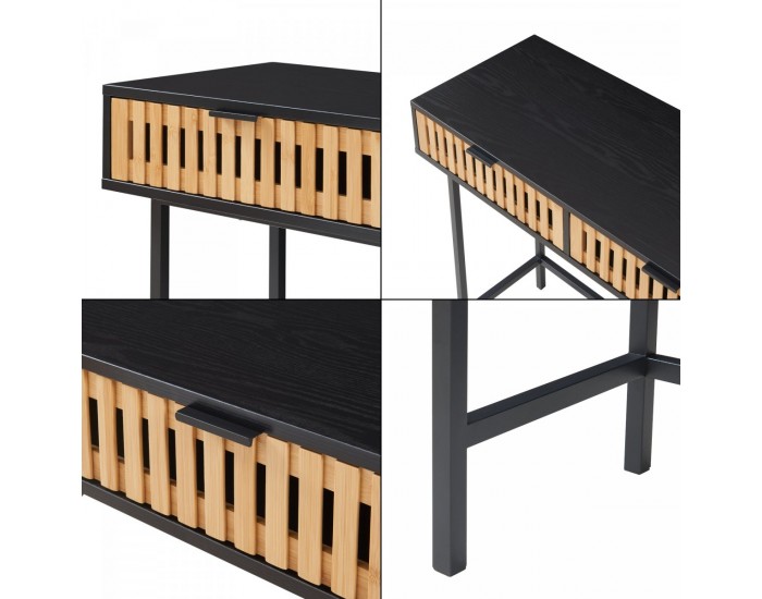 Конзолна маса Luniehti 100x40x75 см Черен/Естествен []