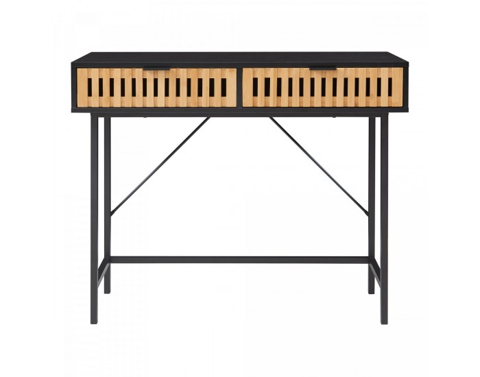 Конзолна маса Luniehti 100x40x75 см Черен/Естествен []