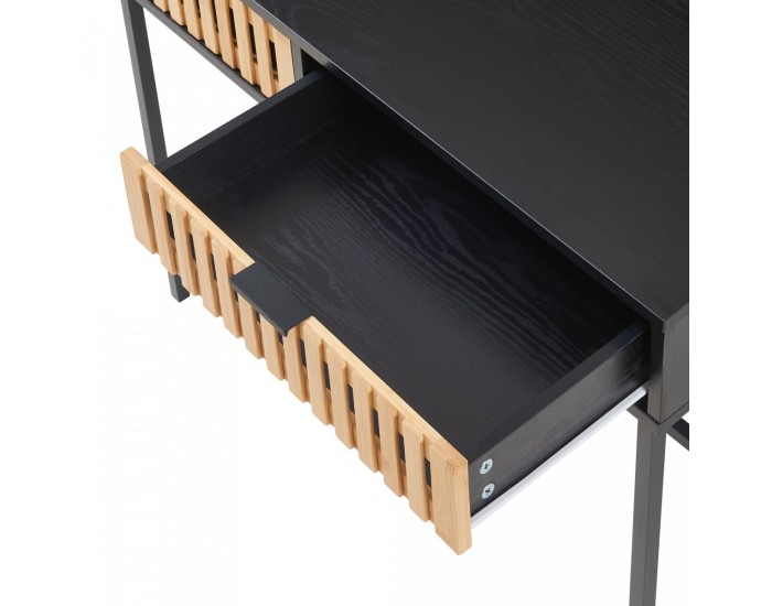 Конзолна маса Luniehti 100x40x75 см Черен/Естествен []