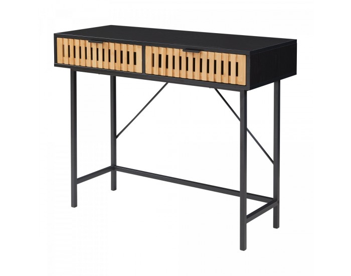 Конзолна маса Luniehti 100x40x75 см Черен/Естествен []
