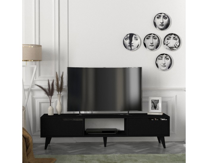 ТВ шкаф Kullila 160x35x40 см Черен []