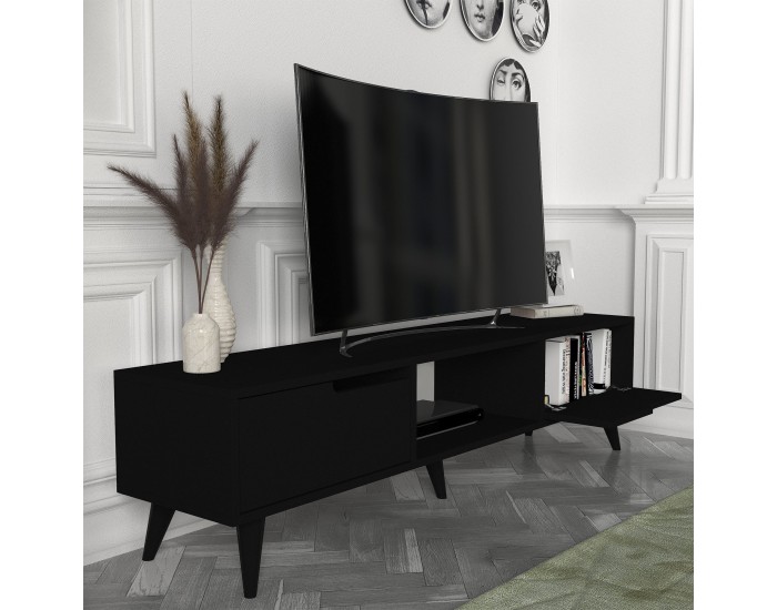 ТВ шкаф Kullila 160x35x40 см Черен []