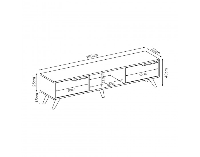 ТВ шкаф Kullila 160x35x40 см Черен []