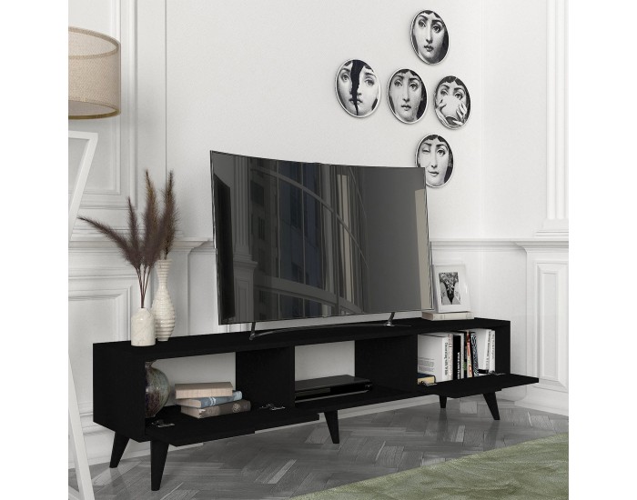 ТВ шкаф Kullila 160x35x40 см Черен []