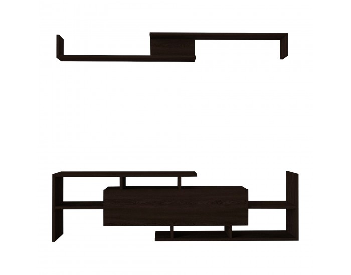 Liksefte ТВ шкаф със стенен рафт 154x28x42 см Черен []