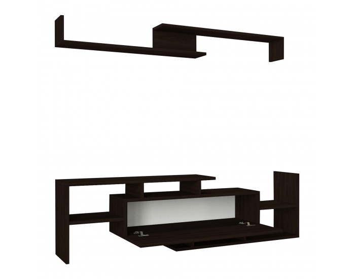 Liksefte ТВ шкаф със стенен рафт 154x28x42 см Черен []