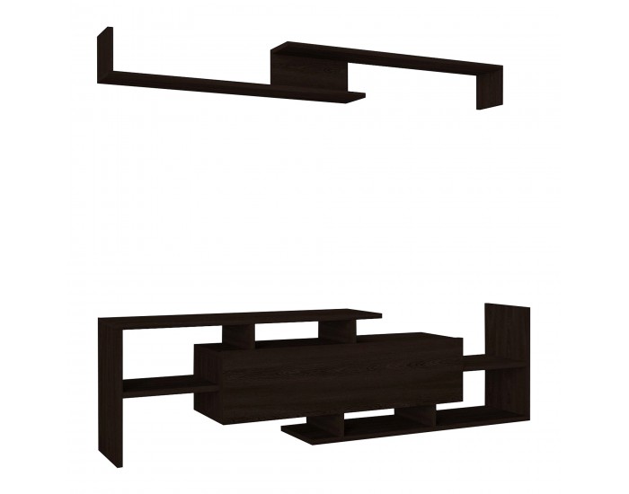 Liksefte ТВ шкаф със стенен рафт 154x28x42 см Черен []