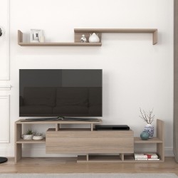 ТВ шкаф Liksefte със стенен рафт 154x28x42 см дъб вид [] - Sonata G