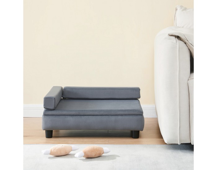 Легло за домашни любимци Salkonssad 60x45x24 см кадифено сиво []