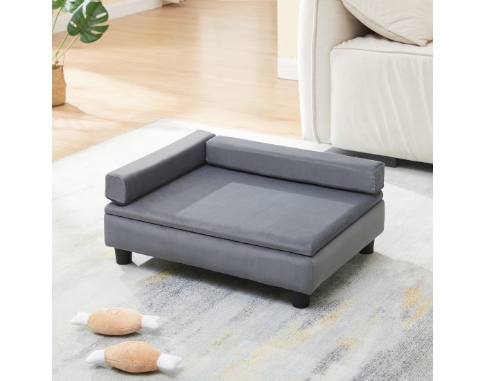 Легло за домашни любимци Salkonssad 60x45x24 см кадифено сиво []