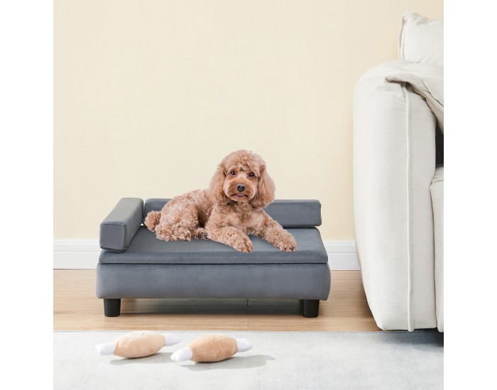 Легло за домашни любимци Salkonssad 60x45x24 см кадифено сиво []