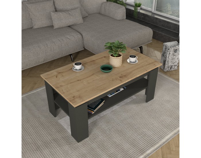 Холна маса Krirdfjos 110x60x47 см антрацит/дъб сапфир []