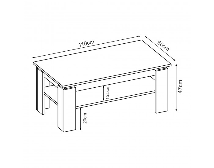 Холна маса Krirdfjos 110x60x47 см антрацит/дъб сапфир []