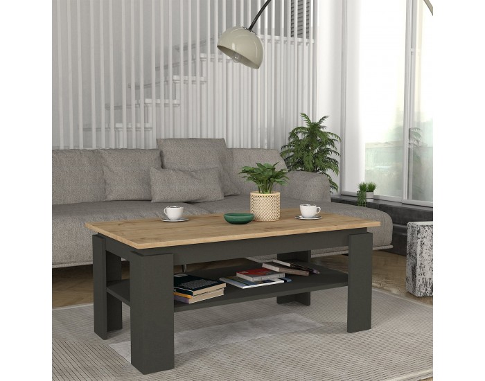 Холна маса Krirdfjos 110x60x47 см антрацит/дъб сапфир []