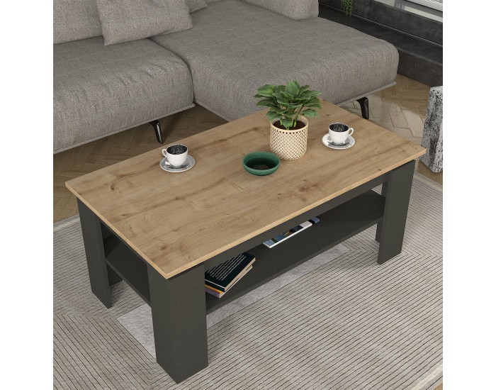 Холна маса Krirdfjos 110x60x47 см антрацит/дъб сапфир []