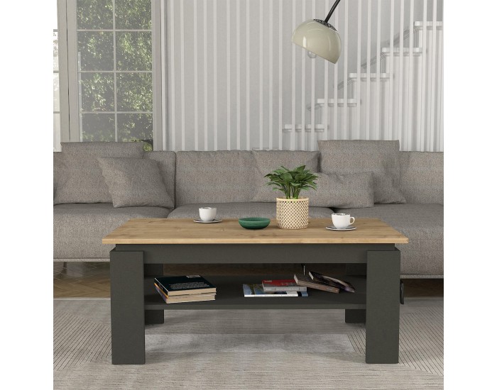 Холна маса Krirdfjos 110x60x47 см антрацит/дъб сапфир []