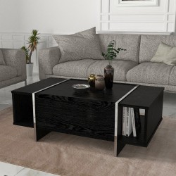 Холна маса Tavak 104x60x38 см черно/сребристо [] - Холни маси