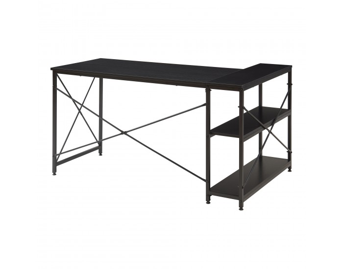 Бюро Raundsvalt с 1 рафт L-образно 137x88x75 см Черно []