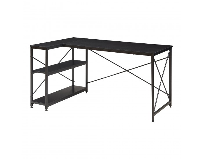 Бюро Raundsvalt с 1 рафт L-образно 137x88x75 см Черно []