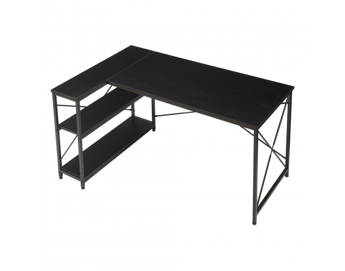 Бюро Raundsvalt с 1 рафт L-образно 137x88x75 см Черно []