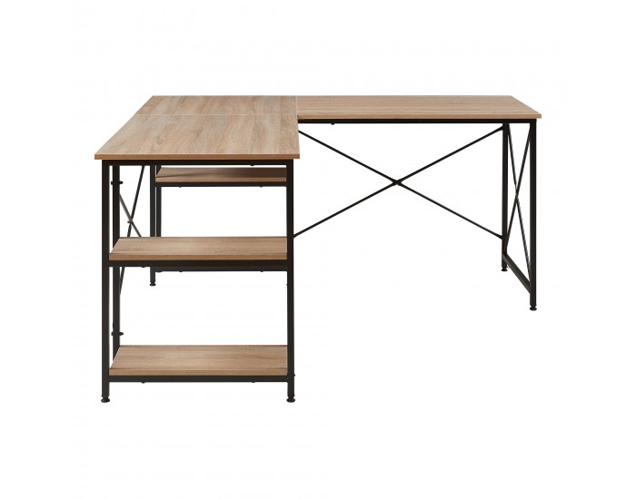 Бюро клируруд с 2 рафта, Г-образно, 150x150x75 см, визия дъб []