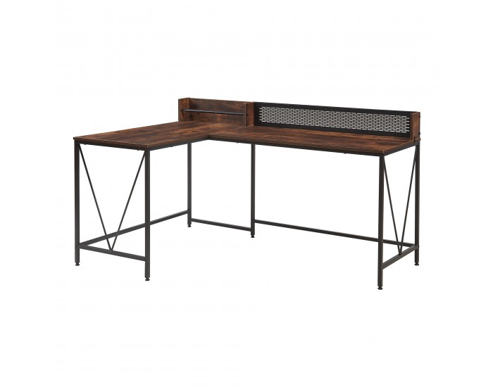 Бюро Frelvepirg със заден панел L-образно 165x110x75 cm вид на орех []