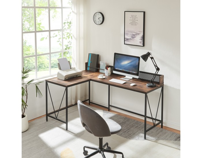 Бюро Frelvepirg със заден панел L-образно 165x110x75 cm вид на орех []