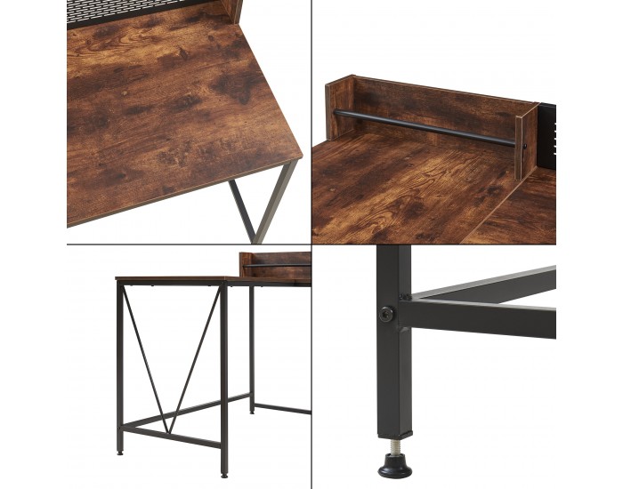 Бюро Frelvepirg със заден панел L-образно 165x110x75 cm вид на орех []