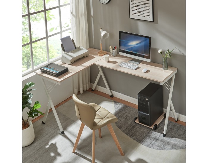 Бюро Tarielarg със стойка за компютър L-образно 158x120x75 cm вид дъб []