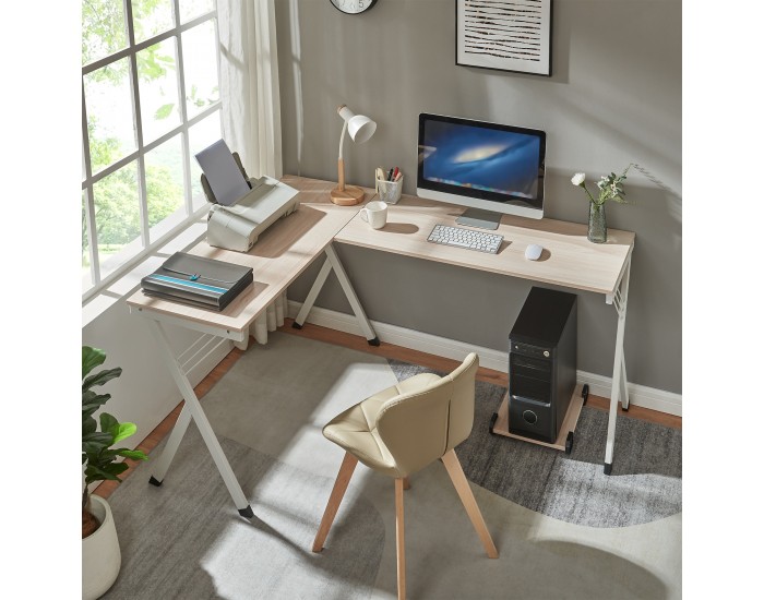 Бюро Tarielarg със стойка за компютър L-образно 158x120x75 cm вид дъб []