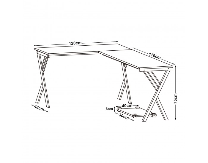 Бюро Tarielarg със стойка за компютър L-образно 158x120x75 cm вид дъб []