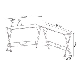 Yremso L-образно бюро 122x122x98 см Черно [] - Бюра