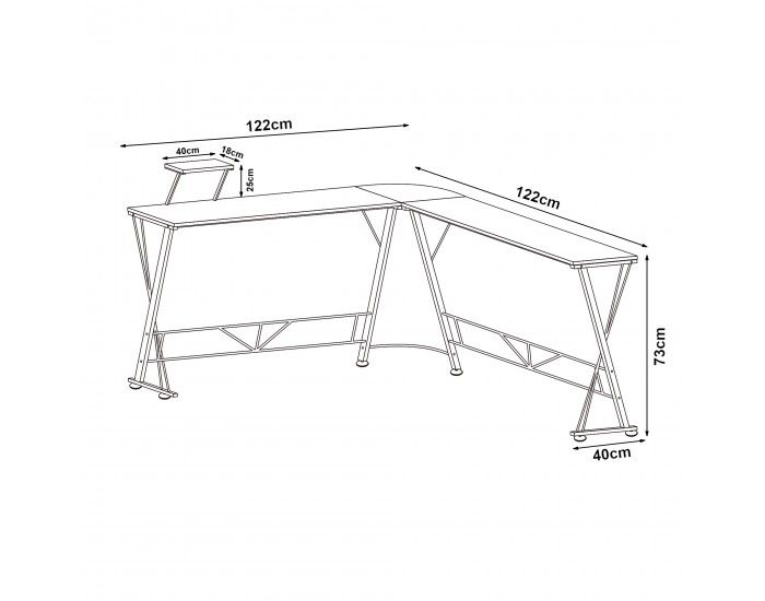 Yremso L-образно бюро 122x122x98 см Черно []