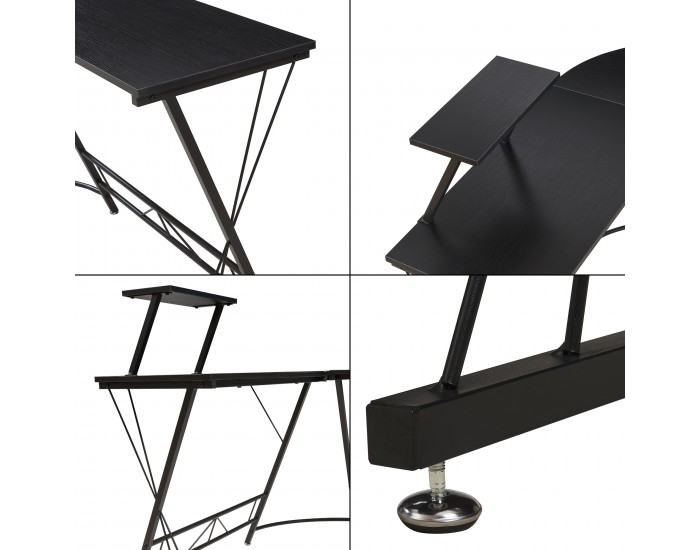 Yremso L-образно бюро 122x122x98 см Черно []