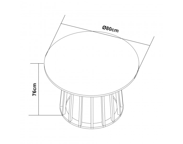 Трапезна маса Lensuu 76x Ø80 см пастелно зелено/дъб []