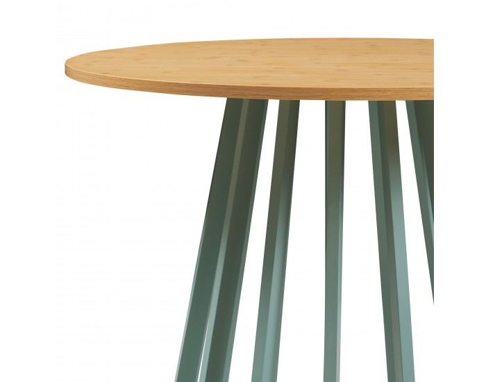 Трапезна маса Lensuu 76x Ø80 см пастелно зелено/дъб []