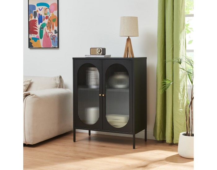 Бюфет Karlskrona 102x80x40 см черен, мат []